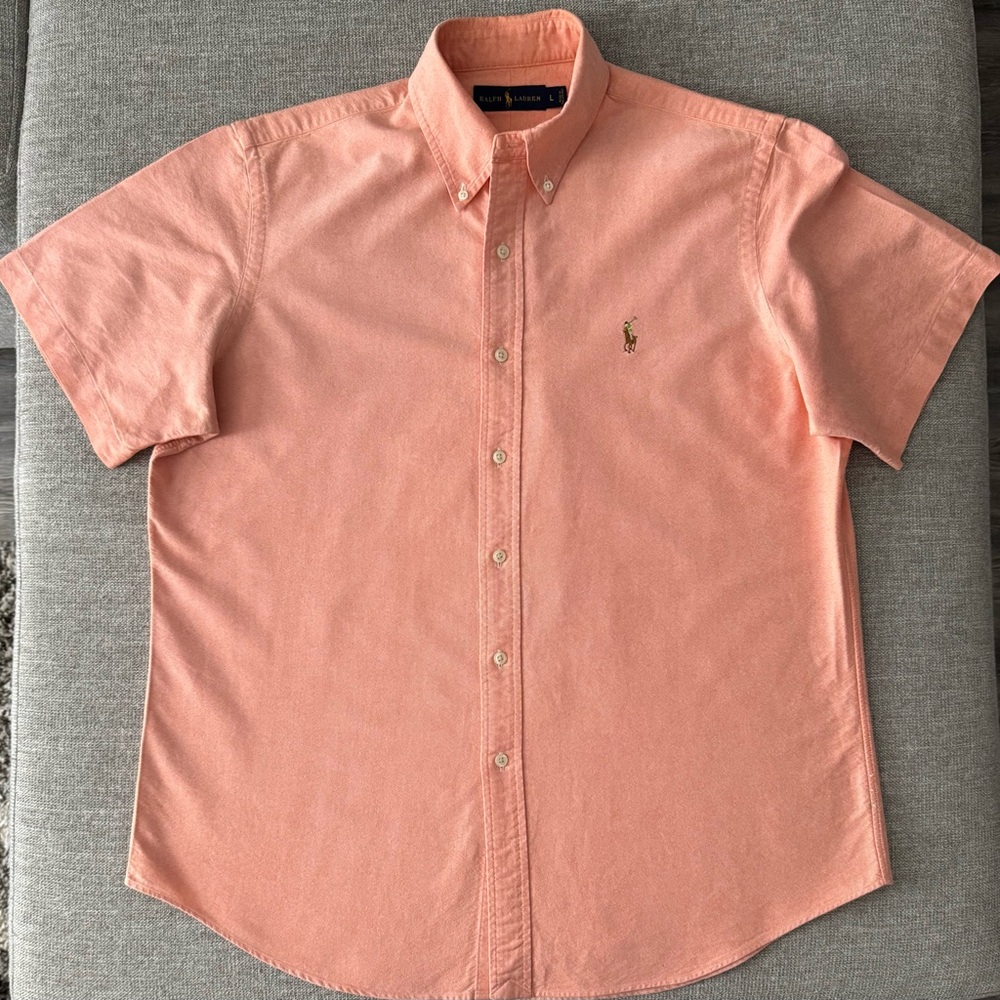 Ralph Lauren Men's Peach Short Sleeve Shirt